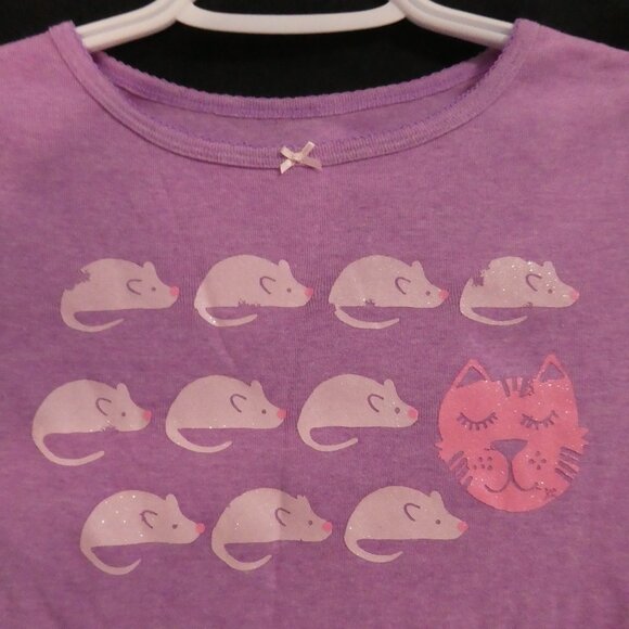 CARTER'S | size 10 | Cat and Mouse Print | Light Purple Short Sleeve Tee W/ Bow - Picture 5 of 14